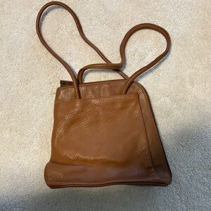 Clark’s Classic Camel Leather Shoulder Convertible Backpack Bag - Women